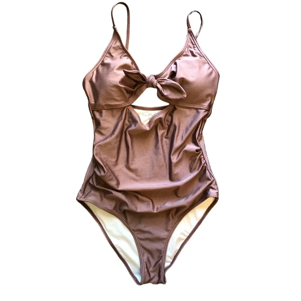 Rylee + Cru Key Hole One Piece Mulberry Shimmer